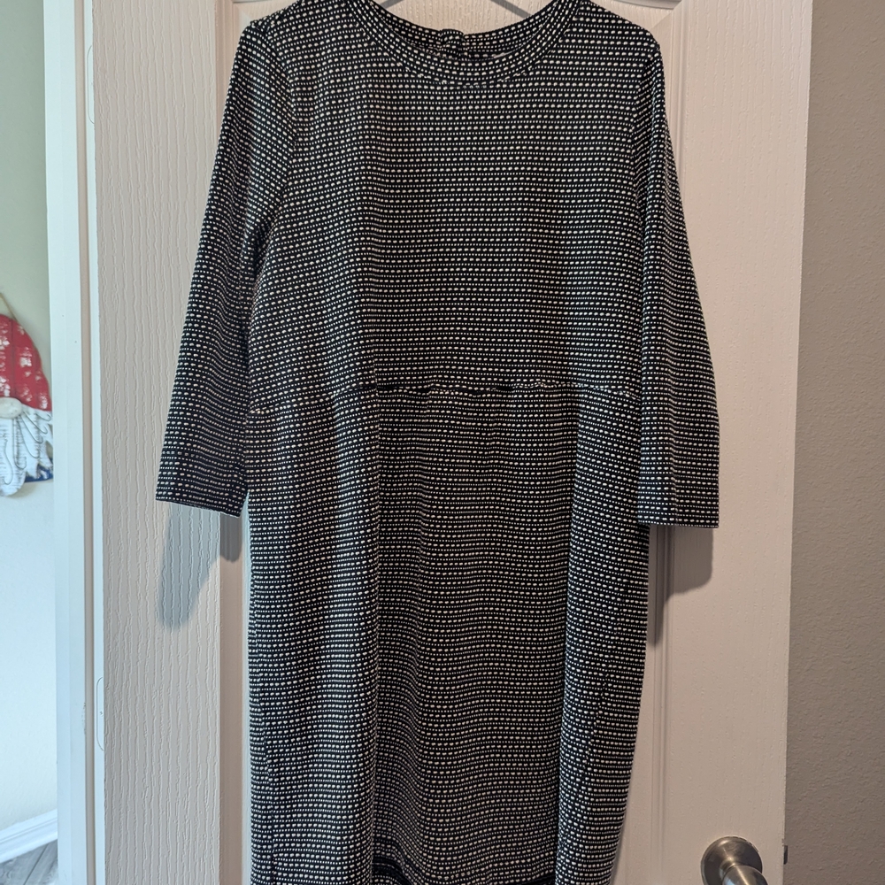 LOFT Black and White Long Sleeve Dress